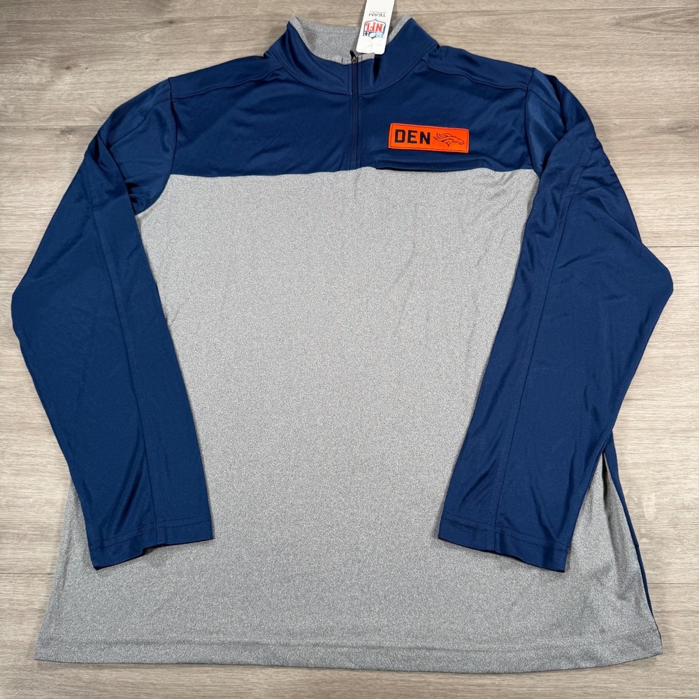 NWT Denver Broncos NFL Team Apparel 1/4 Zip Long Sleeve Shirt Men's Size XL